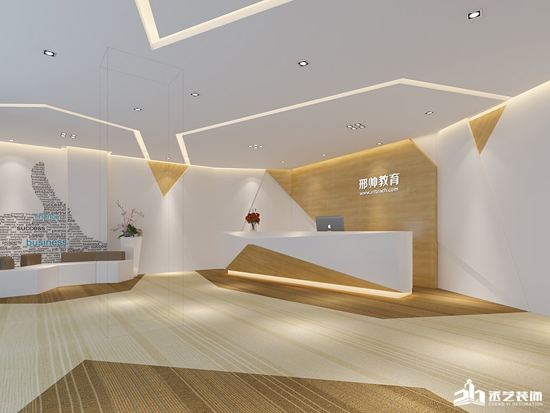 邢帥教育辦公樓設計裝修 前台裝修圖