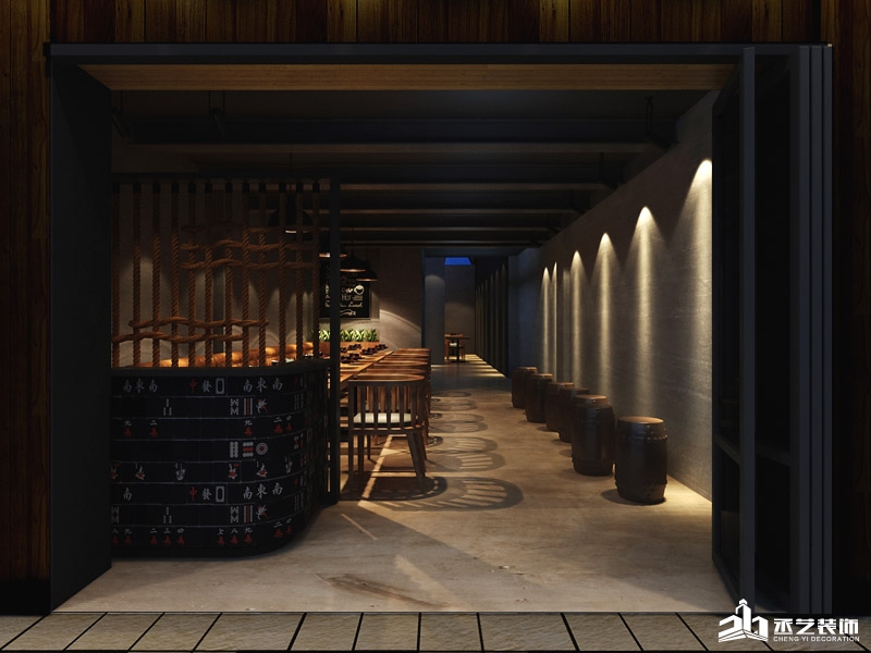 麻雀音樂餐廳裝修設計 入口處效果