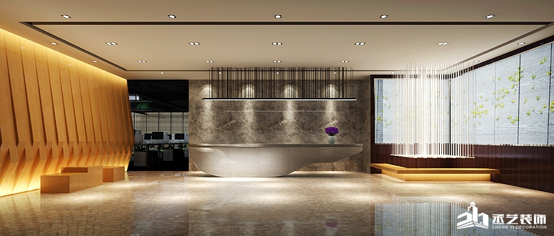 邦仕傳媒公司辦公室設計裝修 前台設計效果圖