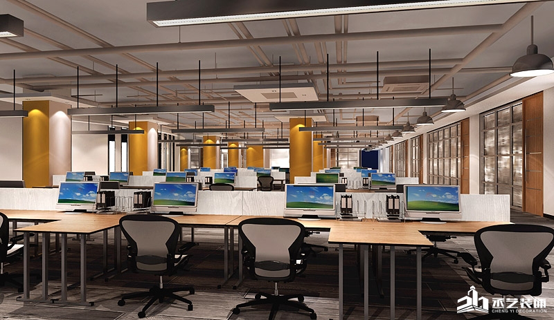 邦仕傳媒公司辦公室設計裝修 辦公區設計效果圖