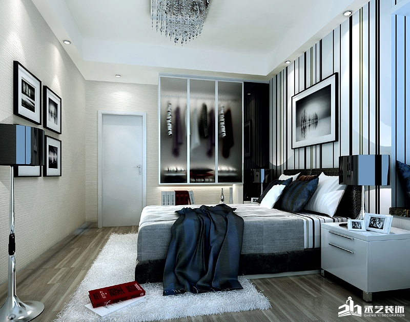 年輕時尚黑白風格設計住宅裝修